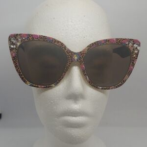 Betsey Johnson Multicolor Rhinestone Leopard Sunglass Frames